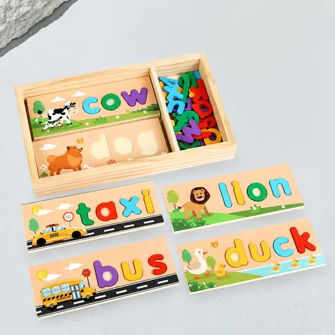 Houten Spelling Woorden Spel Educatief Speelgoed Alfabet Blokken Met Opbergdoos Voor Kinderen Vroege Cognitie Leren