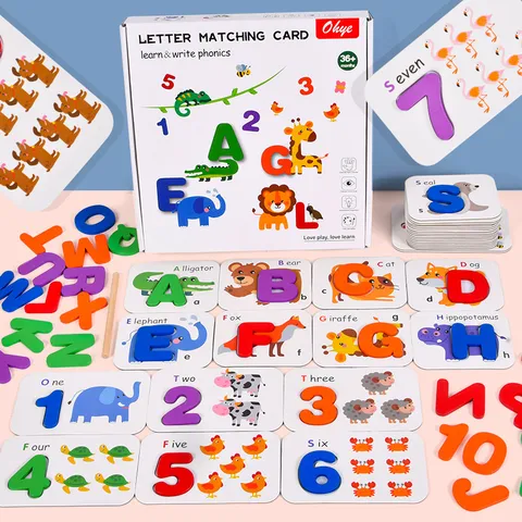 Kids Educational Wooden Letter And Number Matching Puzzle Toy Early Learning Alphabet Spelling Word Card Gift For Toddlers
