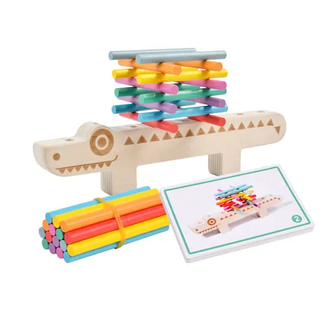 Jeu de Correspondance de Bâton de Crocodile en Bois Montessori Jouets de Puzzle Éducatifs Proces pour Enfants Tri des Couleurs Motricité Fine