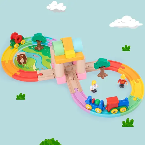 Set di Binari per Treni Educativi in Legno Piccolo Giocattolo per Treni Magnetici Giocattolo Interattivo Genitore-Figlio Scatola Regalo