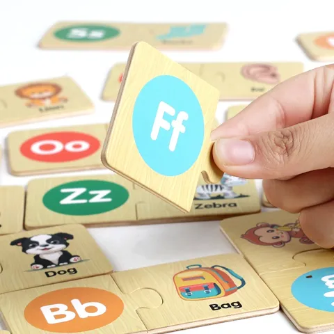 Wooden Alphabet Animal Cognitive Matching Puzzle Educational Early Education Jigsaw Blocks Kids Toy