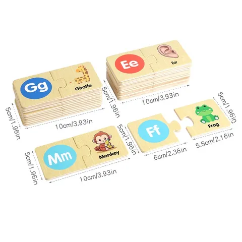Wooden Alphabet Animal Cognitive Matching Puzzle Educational Early Education Jigsaw Blocks Kids Toy
