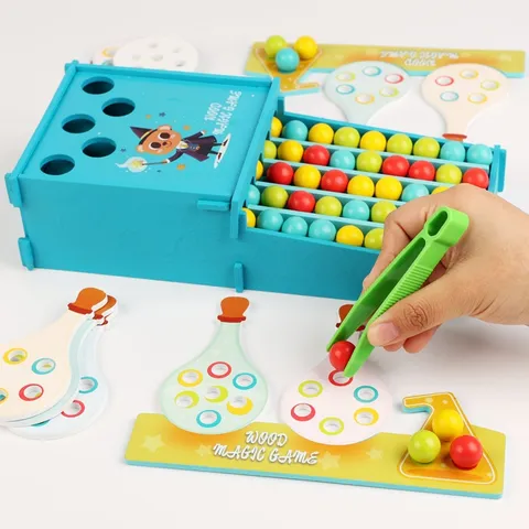Houten Educatief Kralen Matching Logica Training Speelgoed Kleur Cognitie Vroeg Leren Puzzel Spel Voor Kinderen