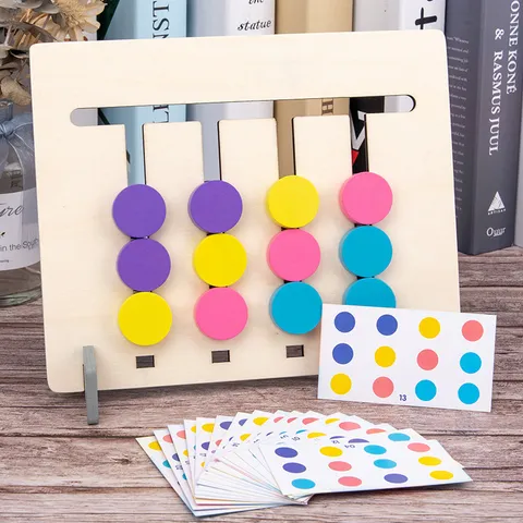 Montessori Giocattolo Educativo di Gioco Logico di Frutta Animale a Quattro Colori in Legno per Bambini