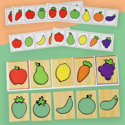 Wooden Montessori Educational Toy Fruit And Vegetable Cognitive Sorting Puzzle Matching Game Early Learning Gift For Kids