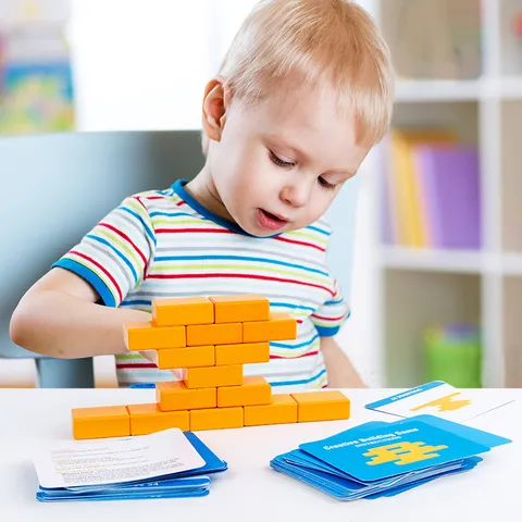 Blocchi di Costruzione Creativi per Bambini Puzzle di Educazione Precoce Pensiero Logico Gioco di Impilamento Giocattolo in Legno