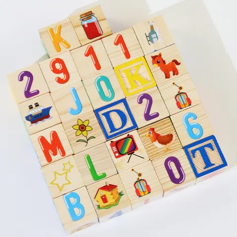 Montessori Early Educational Wooden Word Spelling Toy Alphabet Number Learning Cognition Puzzle Set For Kids