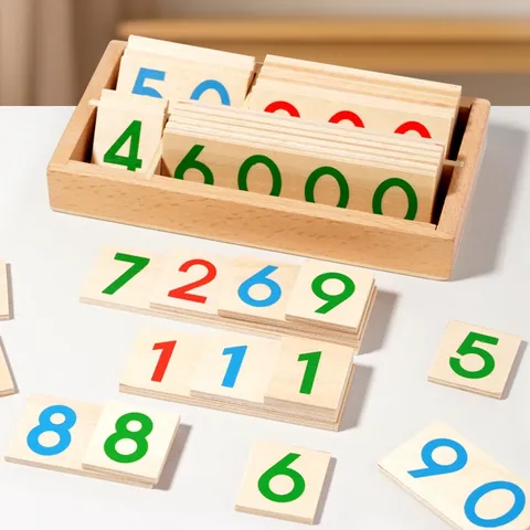 Montessori Early Educational Wooden Number Cards Math Learning Toys Kindergarten Kids Intellectual Toy Gift