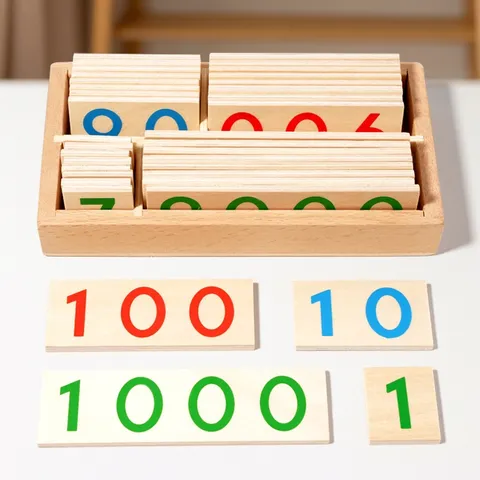 Montessori Early Educational Wooden Number Cards Math Learning Toys Kindergarten Kids Intellectual Toy Gift