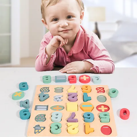Kinder Hölzern Zahlen Kognition Puzzle Brett Pädagogisch Lernspielzeug Mathematik Zählen Formen Geschenk