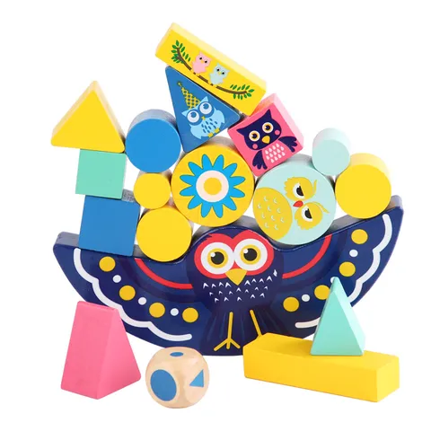 Wooden Owl Balance Stacking Blocks Toy Early Education Animal Stacking Tower Desktop Game Educational Toy For Kids