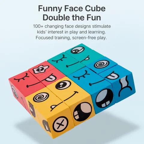 Bloques de Cubo Rubik Cambiantes de Cara de Madera Niños Juego de Mesa Educativo Juego de Mesa Interactivo para Padres e Hijos