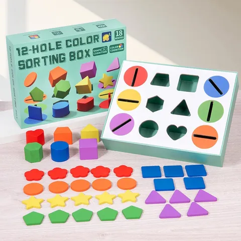 Montessori Holz Form Farbe Sortierbox Lernspielzeug Geometrische Blöcke Passende Puzzle Set Für Kleinkinder Kinder Lerngeschenk