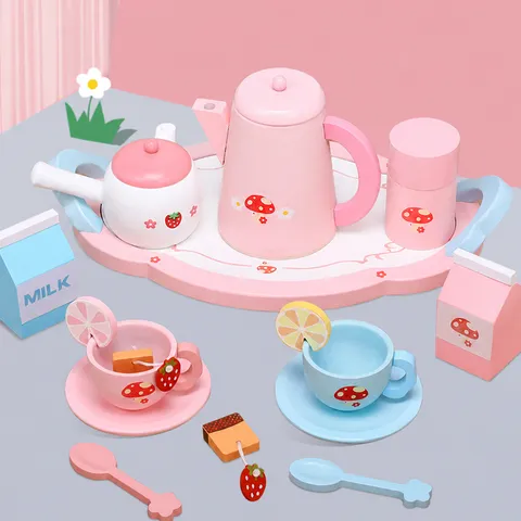 Giocattolo Educativo Del Set Del Tè Della Pasticceria Del Tè Del Pomeriggio Dei Bambini Del Giocattolo Di Simulazione Della Torta Della Macchina Del Caffè Della Cucina Del Gioco Di Pretenders In Legno
