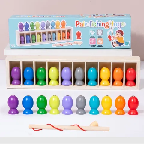 Hölzernes Magnetisches Angelspiel Farbzuordnung Montessori Pädagogisches Spielzeug Logisches Denken Trainings Brettspiel Für Kinder