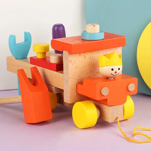 Wooden Educational Dismantling Screw Car Toy Kids Early Learning Colorful Puzzle Building Blocks Construction Toy Gift