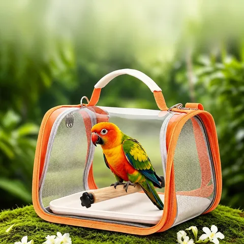 Portable Transparent Bird Carrier Bag Breathable Parrot Travel Cage With Perch And Tray For Small Birds