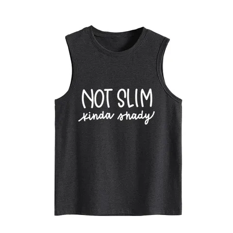 Damen Casual Baumwollmischung Tanktop Locker Passform Buchstaben Slogan Druck Ärmellos Rundhals Mittellang Pendler Weste Für Den Alltag Urlaub