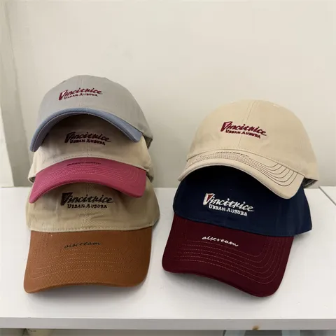 Unisex Polyester Embroidered Letter Baseball Cap Contrast Color Colorblock Curved Brim Sun Protection Fashion Casual Trucker Adjustable Sunshade Hat