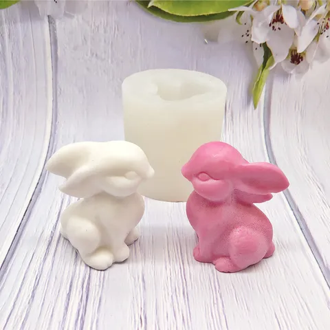 3D Zittend Konijn Siliconen Vorm Schattig Dier Bunny Taart Bakvorm Voor Geurkaars Handgemaakte Zeep Chocolade DIY Knutselen
