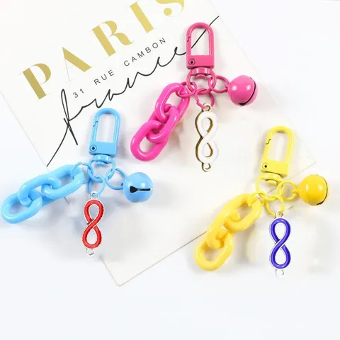 Minimalistisch Legering Emaille Nummer Acht Sleutelhanger Schatig Kleurrijk Ketting Tas Charm Sleutelhanger Hanger