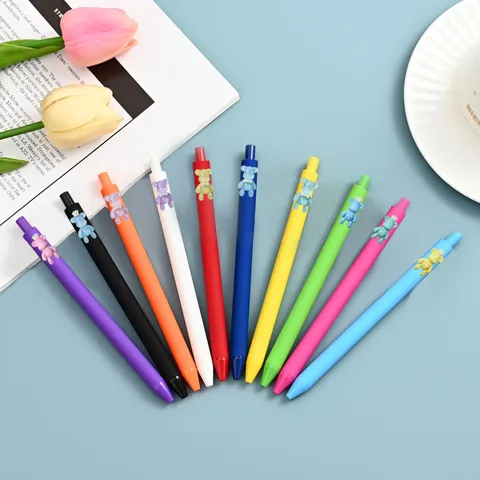 Cute Cartoon Bear Resin Patch Gel Pen Multicolor Kawaii Retractable Writing Pens For School Office Stationery