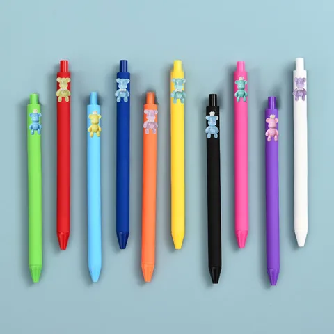 Cute Cartoon Bear Resin Patch Gel Pen Multicolor Kawaii Retractable Writing Pens For School Office Stationery