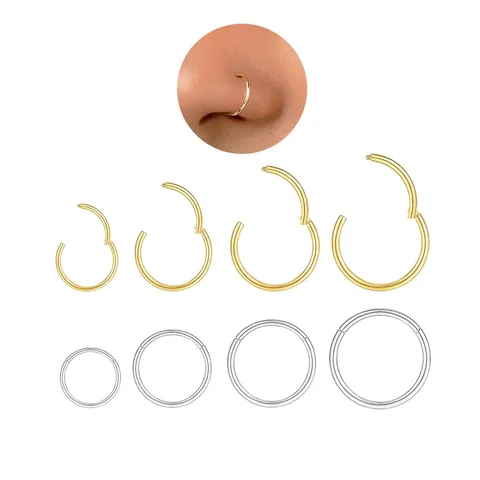 316L Stainless Steel Nose Ring and Earring Set Hinged Hoop Cartilage Piercing Jewelry