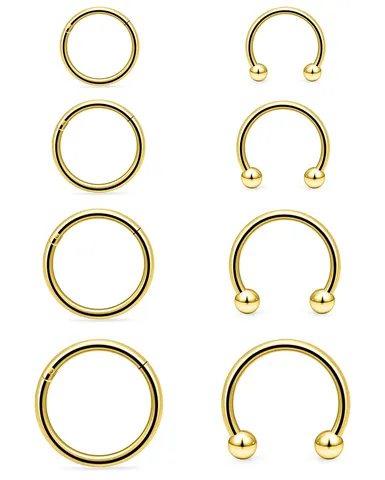 Stainless Steel Septum Ring Lip Ring Nose Piercing Body Jewelry Horseshoe Ring And Captive Bead Ring For Women Men