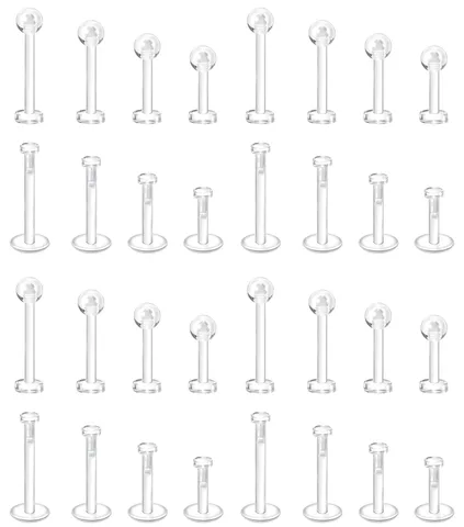 Transparent Acrylic Body Piercing Jewelry Set Nose Stud Lip Ring Cartilage Piercing Kit Unisex Clear Piercing Retainer