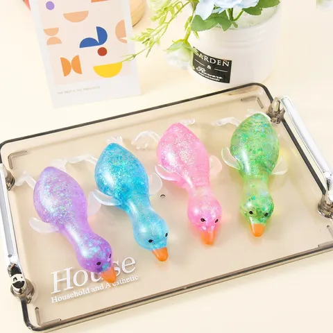 Malzzucker Ente Knautschspielzeug Stressabbau Glitzer Pailletten Ente Squishy Langsame Rückfederung Dekompression Squeeze Spielzeug Geschenk