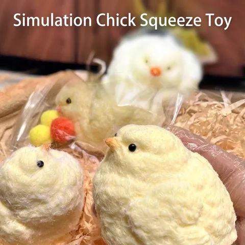 Handgefertigtes Küken Squishy Stressabbau Spielzeug Fuzzy Huhn Hamster Banane Form Langsame Rückfederung Silikon Quetschspielzeug