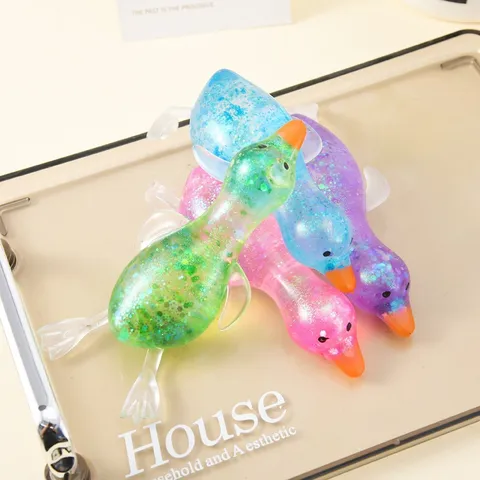 Malzzucker Ente Knautschspielzeug Stressabbau Glitzer Pailletten Ente Squishy Langsame Rückfederung Dekompression Squeeze Spielzeug Geschenk