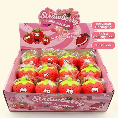 Realistisches Frucht-Squishy-Spielzeug Langsam Aufsteigende Erdbeere Wassermelone Quetschspielzeug Stressabbau Schreibtisch-Ornament Geschenk