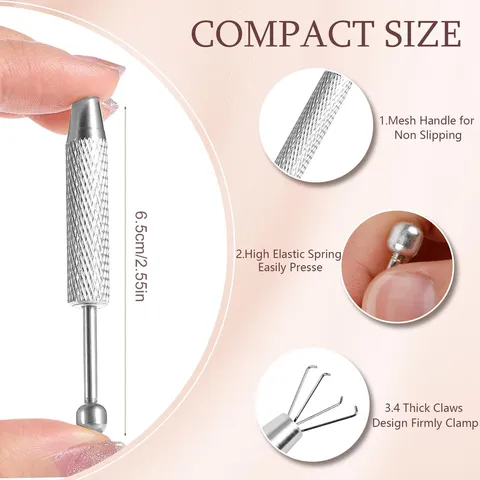 Outil de Saisie de Perles de Boucle d'Oreille en Acier Inoxydable Installateur de Boucle d'Oreille Dos Plat Accessoire d'Outil de Réparation de Bijoux