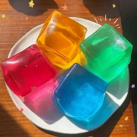 Eiswürfel Squishy Spielzeug Langsamer Rückprall Stressabbau Malzzucker Spielzeug Durchscheinendes Gel Gefüllter Würfel Für Kinder Erwachsene