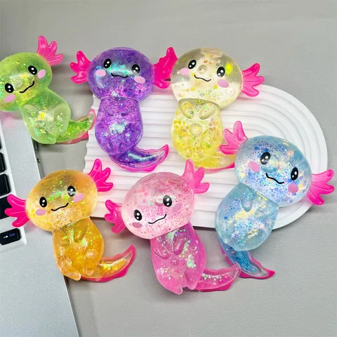Aurora Axolotl Ente Stressabbau Squishy TPR Silikon Kristall Glitzer Langsam Rebound Tier Quetschspielzeug Für Kinder Erwachsene Büro Geschenk