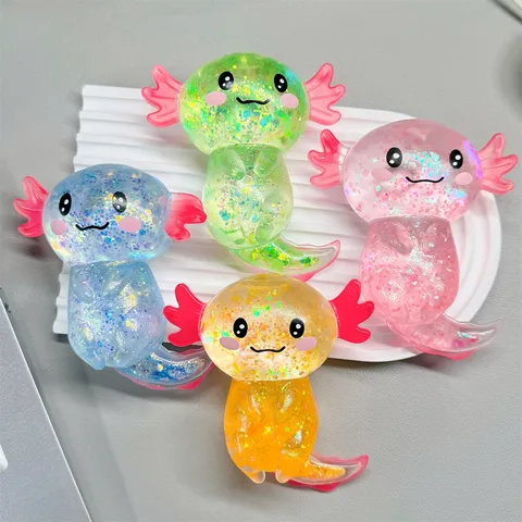Aurora Axolotl Ente Stressabbau Squishy TPR Silikon Kristall Glitzer Langsam Rebound Tier Quetschspielzeug Für Kinder Erwachsene Büro Geschenk