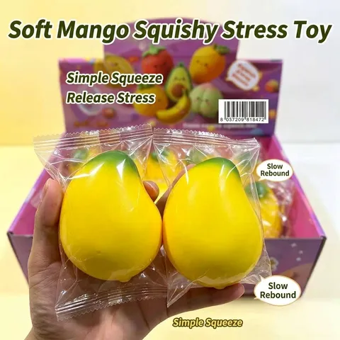 Realistisches Mango Squishy Spielzeug Langsame Rückfederung PU Schaum Frucht Stressabbau Quetschspielzeug Für Schreibtisch Deko