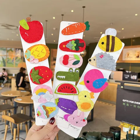 Süße Cartoon Frucht Tier Stoff Haarklammern Handgemachte Filz Stickerei BB Clips Schöne Schule Haarnadeln Für Kinder Damen Haarschmuck