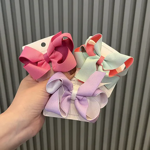 3D Ripsband Schleife Haarspange Für Mädchen Boutique Zweifarbige Geschichtete Haarnadeln Kleinkind Kinder Prinzessin Haarschmuck