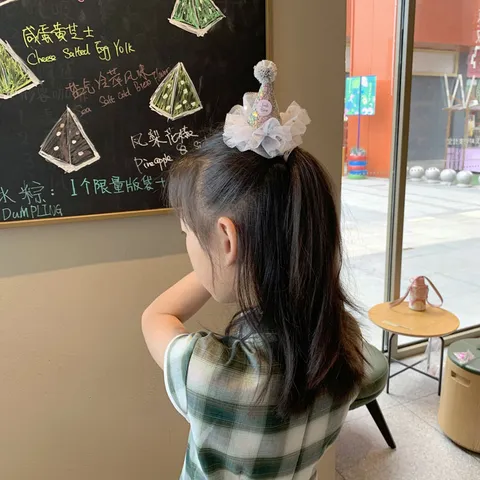 Koreanische Prinzessin Geburtstag Partyhut Haarklammer Glänzende Pailletten Netz Tüll Bommel Haarnadel Festival Performance Baby Mädchen Haarschmuck