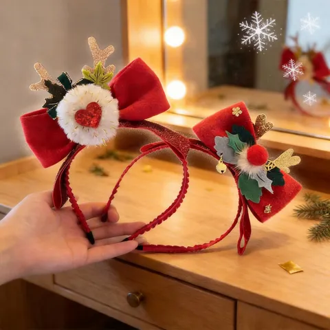 Weihnachten Geweih Stirnband Für Kinder Süße Hirschhorn Schleife Haarband Festliche Party Performance Kostüm Haarschmuck Geschenk
