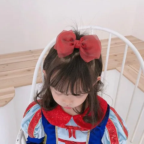 Sweet Princess Large Pearl Gauze Bow Hair Clip For Girls Kids Women Handmade Organza Butterfly Hairpin Stylish Headwear Accessory