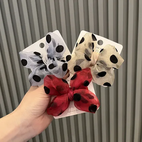Netz Chiffon Punkte Schleife Haarspange Für Mädchen Prinzessin Stil Kinder Süßer Haarschmuck Sommer Kopfschmuck DIY Material