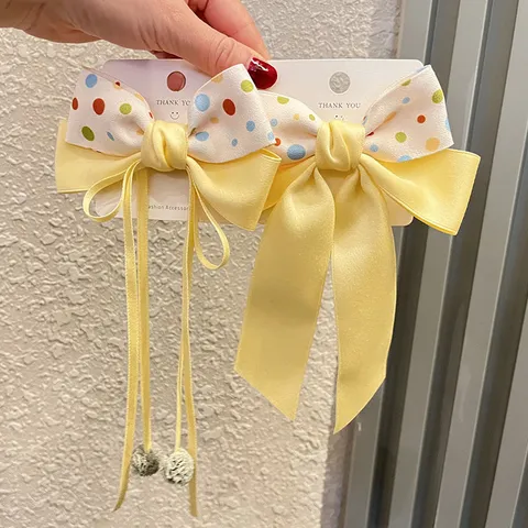 Koreanischer Stil Süß Niedlich Stoff Schleife Haarpfeil Band Streamer Pünktchen Kariert Cartoon Panda Handgemacht Haarschmuck Für Mädchen Kinder Alltäglich