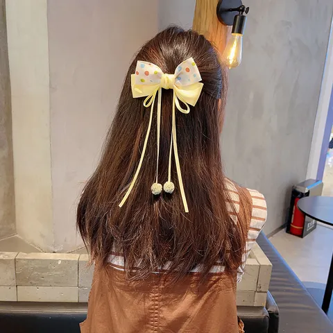 Koreanischer Stil Süß Niedlich Stoff Schleife Haarpfeil Band Streamer Pünktchen Kariert Cartoon Panda Handgemacht Haarschmuck Für Mädchen Kinder Alltäglich