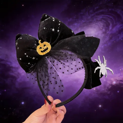 Halloween Hair Accessories Cute Devil Headband Black Bow Hairpin Witch Hat Top Clip For Kids Party Festival Headwear