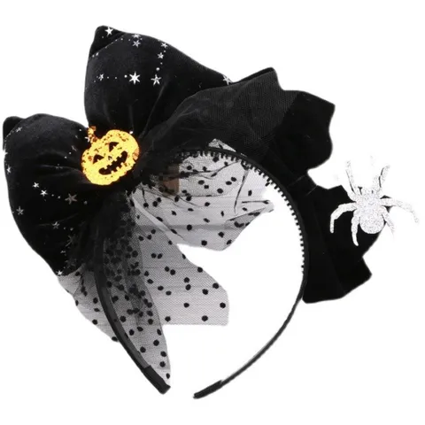 Halloween Hair Accessories Cute Devil Headband Black Bow Hairpin Witch Hat Top Clip For Kids Party Festival Headwear