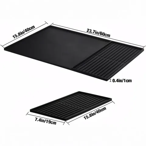 Alfombrilla de Silicona Multifuncional para Cafetera Almohadilla de Drenaje de Doble Capa Alfombrilla de Secado de Cocina Antideslizante